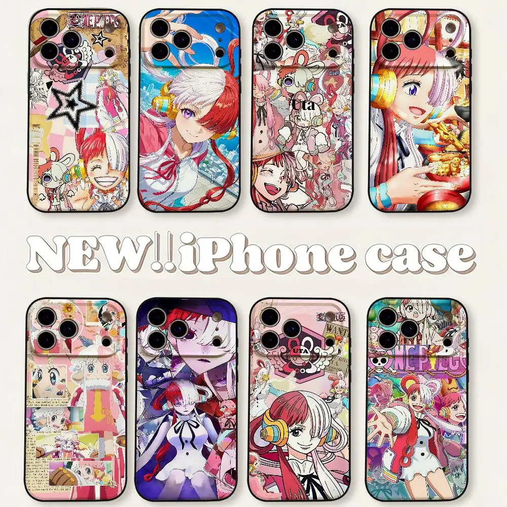 O-ONE PIECE Uta Phone Case For IPhone 1716 15 14 13 Pro Max 11 12 Mini X Xs XR Black Silicone Cover