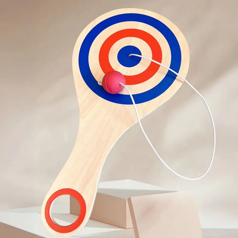 Wooden Paddle Wooden Paddle Ball Game Elastic String Red Ball Wooden Target Ball Educational Skill Ball Wooden Paddles with Ball