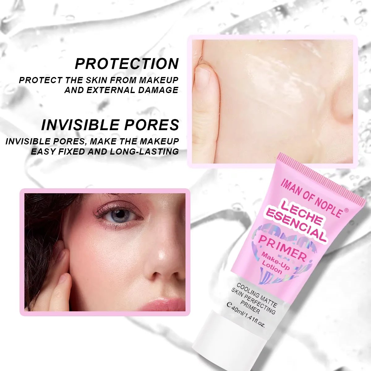 Maquiagem iluminadora, maquiagem base hidratante e controladora de oleosidade, rosto delicado à prova d'água e brilhante e suave