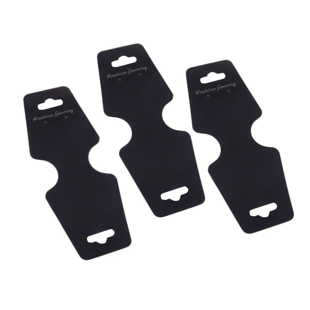

100pcs Jewelry Display Tags Black Plastic Necklace Bracelet Earrings Holder Cards Dustproof Packaging For Gift Box Bag