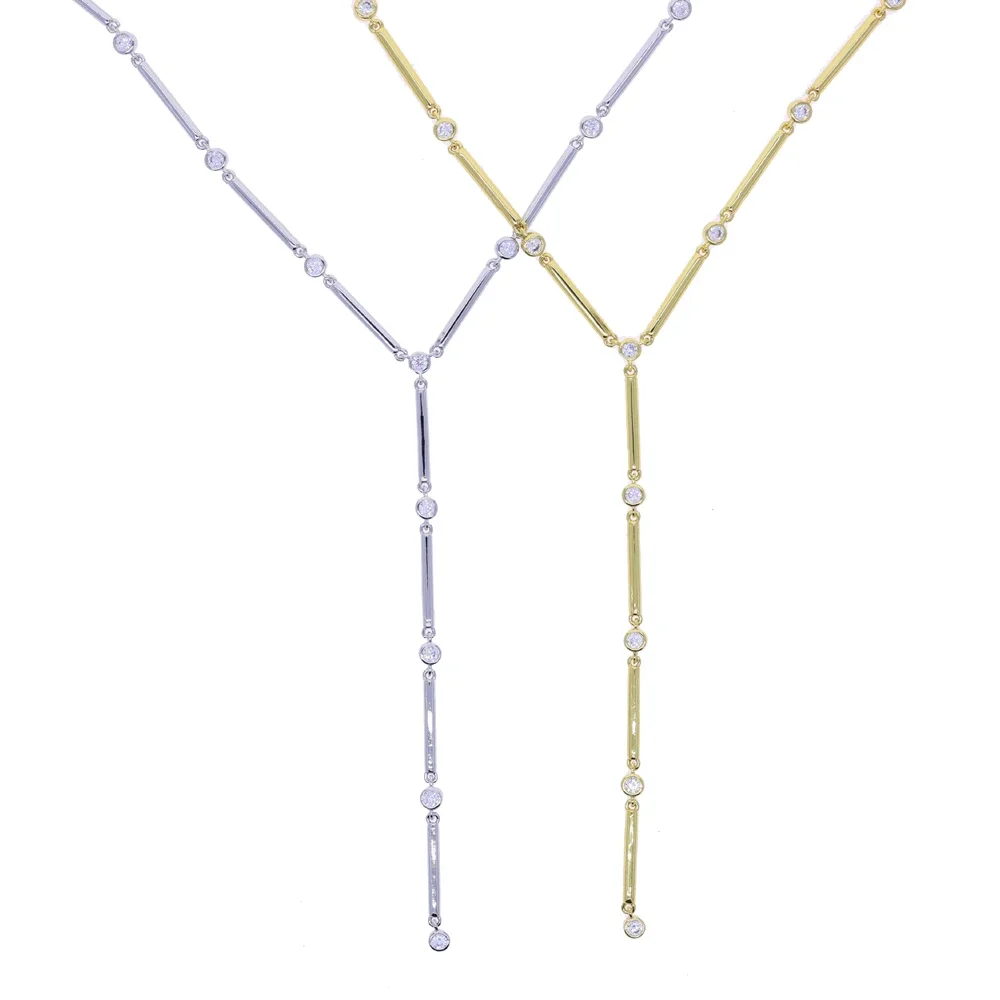 Wholesale Micro Paved Cubic Zirconia Cute Lovey Short Bar CZ Charm Link Chain Sexy Women Long Y Lariat Necklace 2026 New
