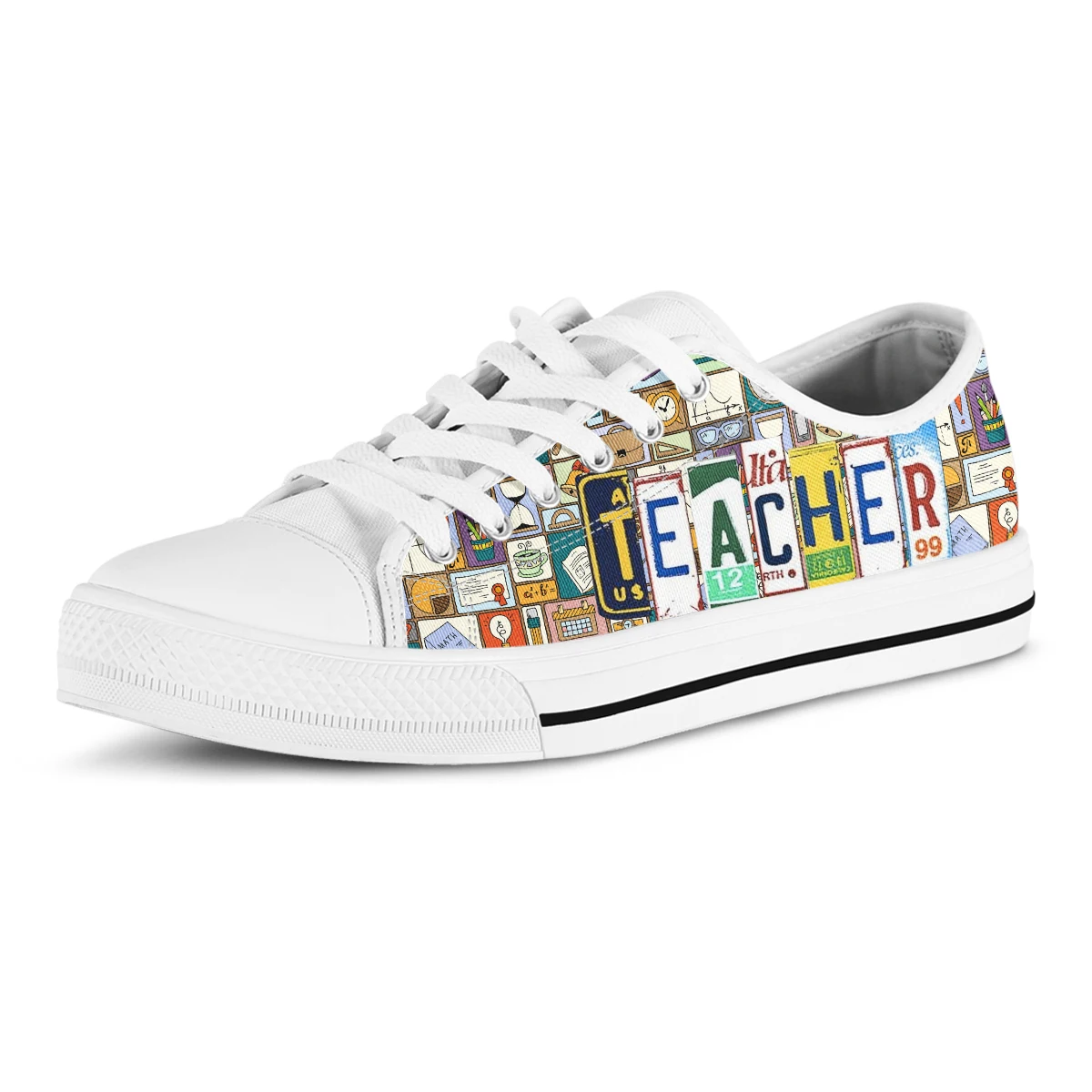 License Plate Teacher Women's Casual Canvas Sneakers Fashion Low-top Women Shoes Light Sole Candy Flats Female Canvas Shoes