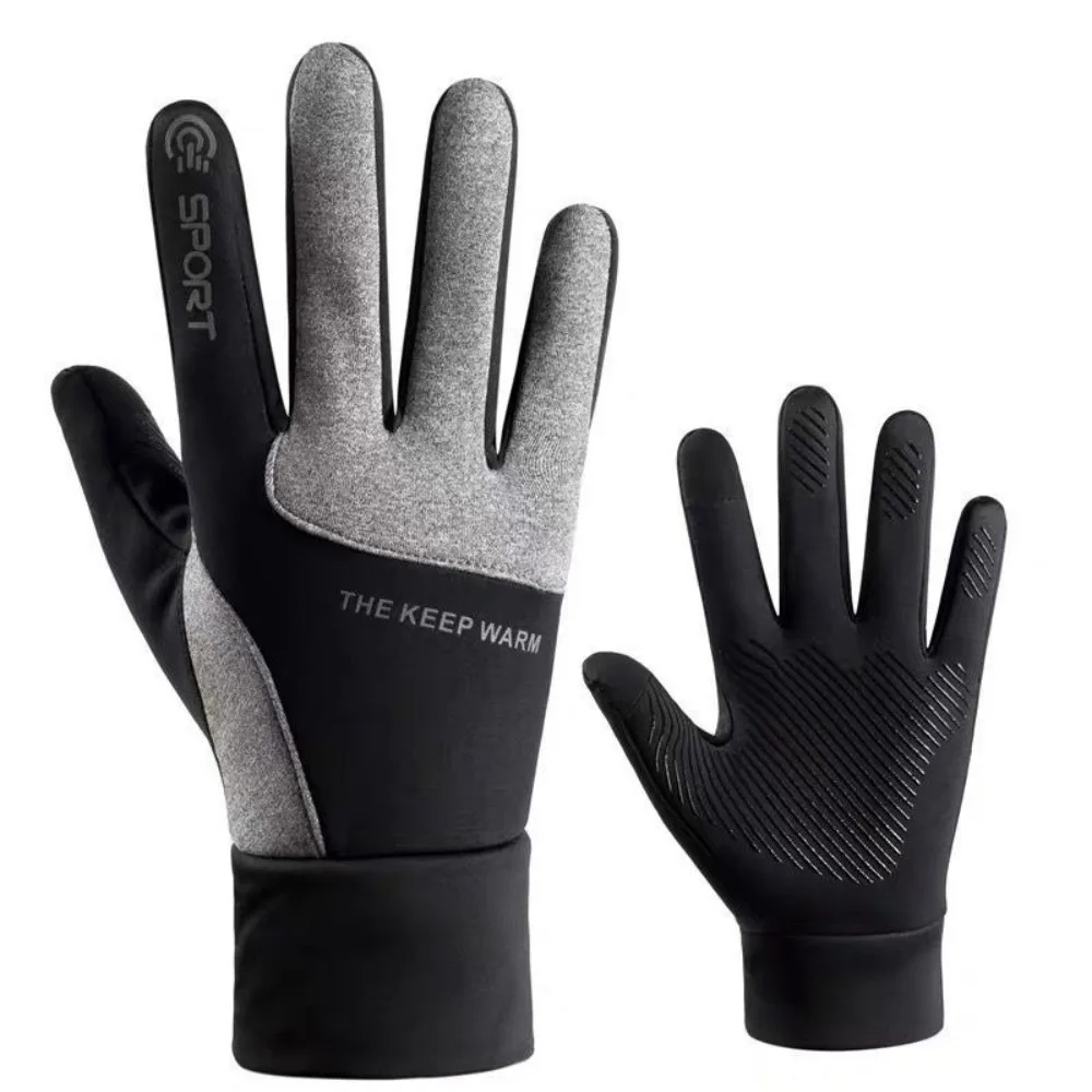 

New Plush Winter Gloves Warm Full Finger Driving Mittens Touchable Screen Windproof Cold Proof Gloves Men