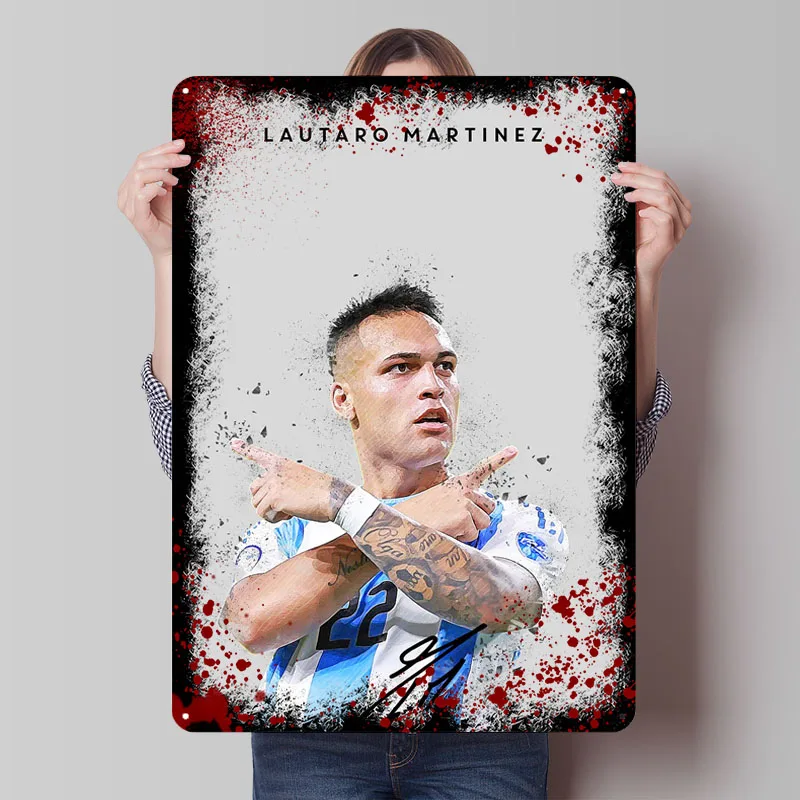 Lautaro Martinez Poster Football Player Tinplate Sign Room Decorations Custom Soccer Metal Signs for Wall Art Decoration Retro
