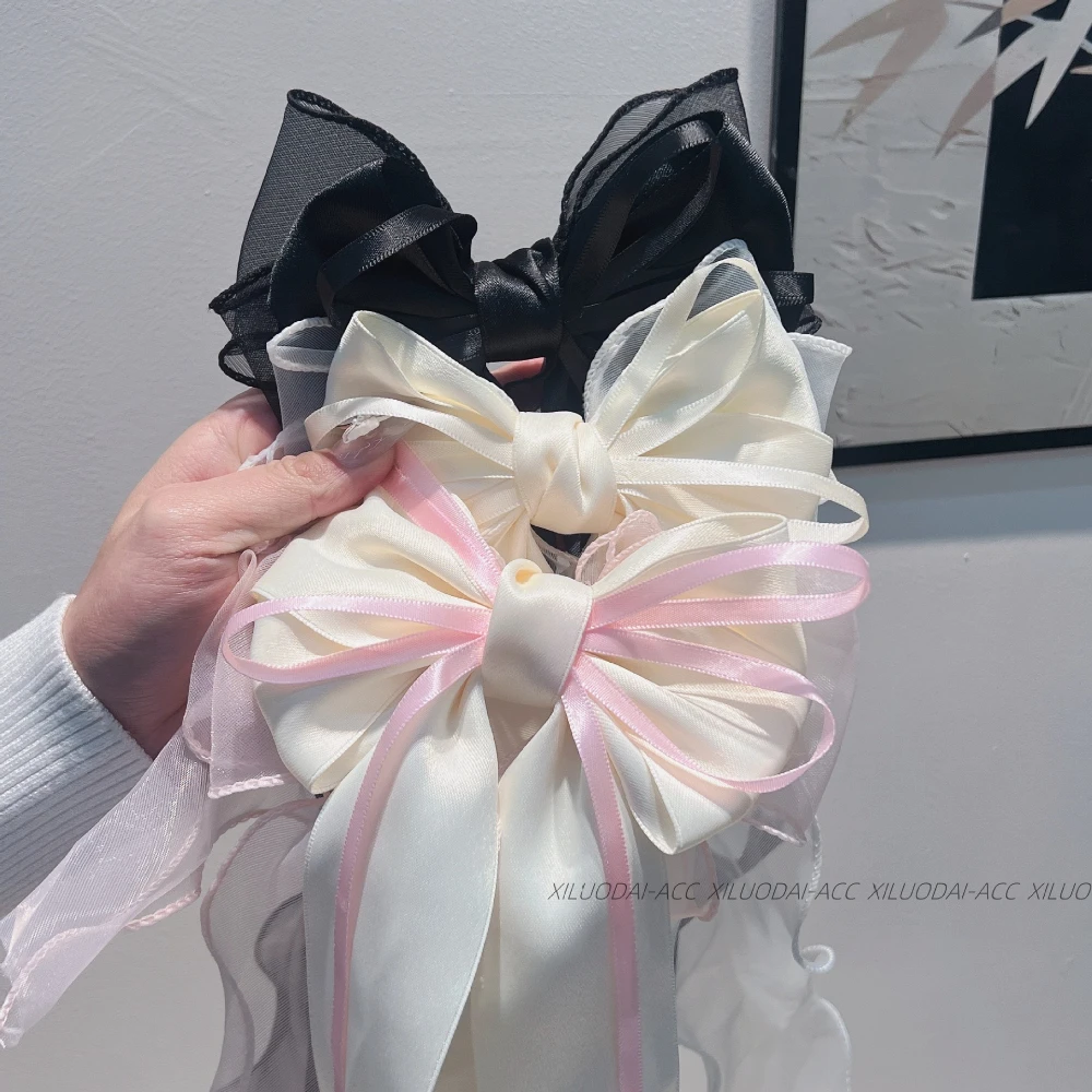 

1 шт. Милый кружевной бант для волос с длинными лентами, заколка-бант для женщин, для Рождества, Дня святого Валентина, свадьбы, инструмент для укладки волос