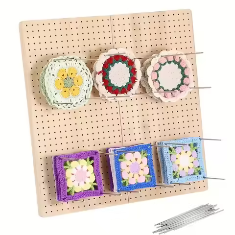 Top Quality Wooden Crochet Blocking Board with Grid and Pins for Knitting Granny Squares Projects DIY Craft Gift for Beginners