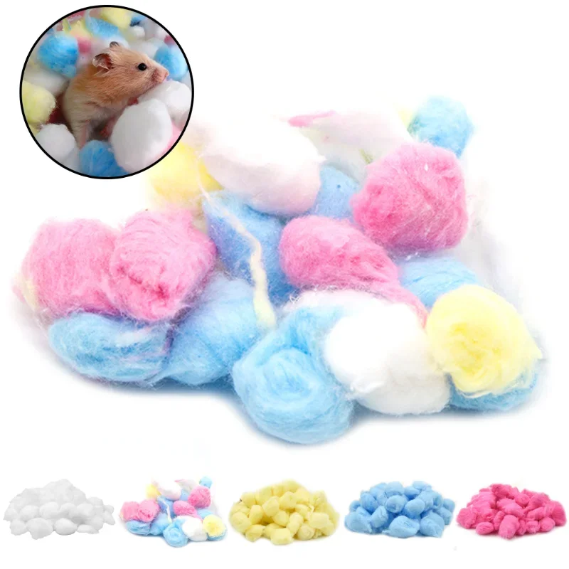 100Pcs Colorful Cotton Balls Small Animals Toys For Hamster Rat Mouse Nesting Material Winter Keep Warm House Filler Supply