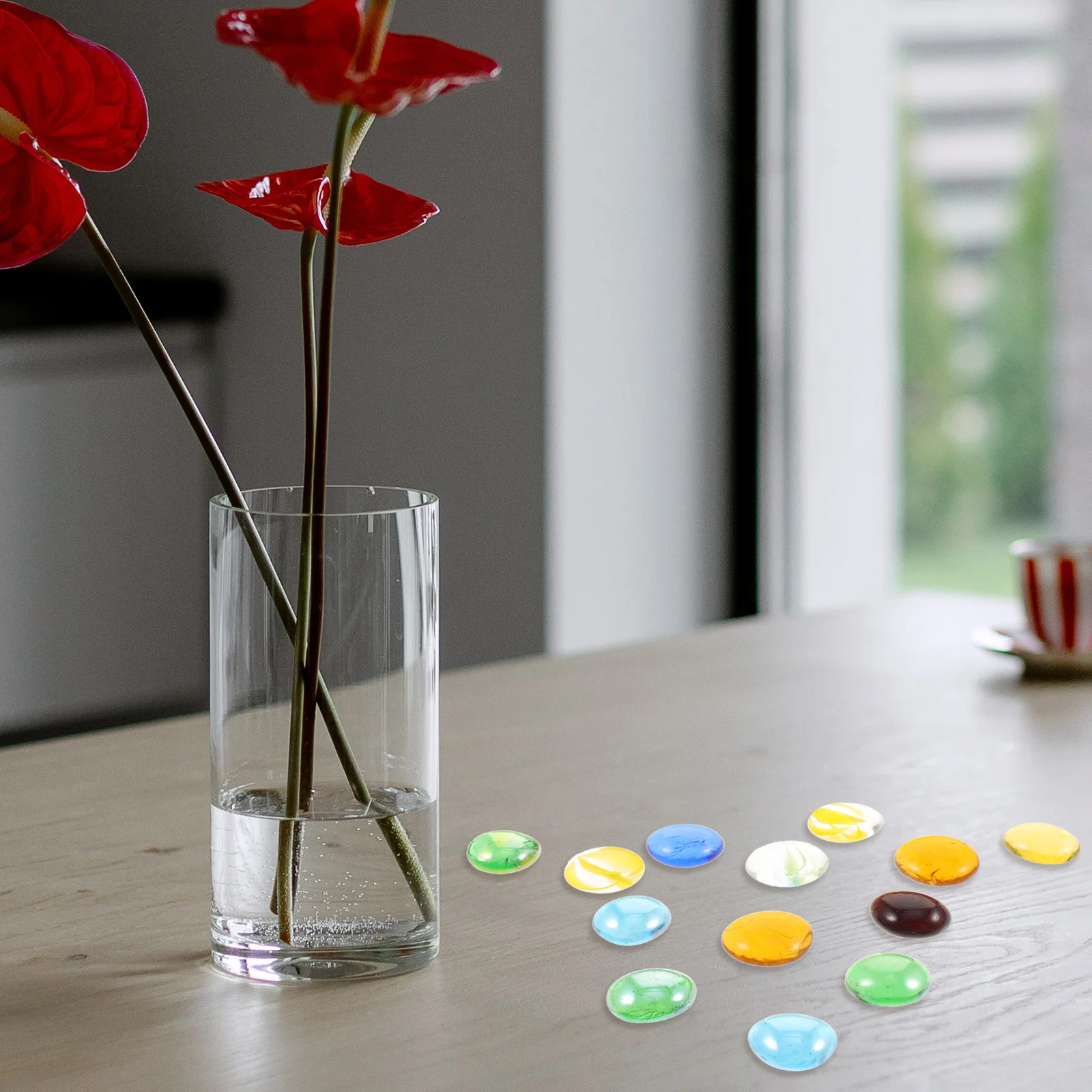 

100Pcs Clear and Colored Glass Gems Vase Filler Material for Decorative Jars Candles Bottles Scrapbooking Craft Projects Home