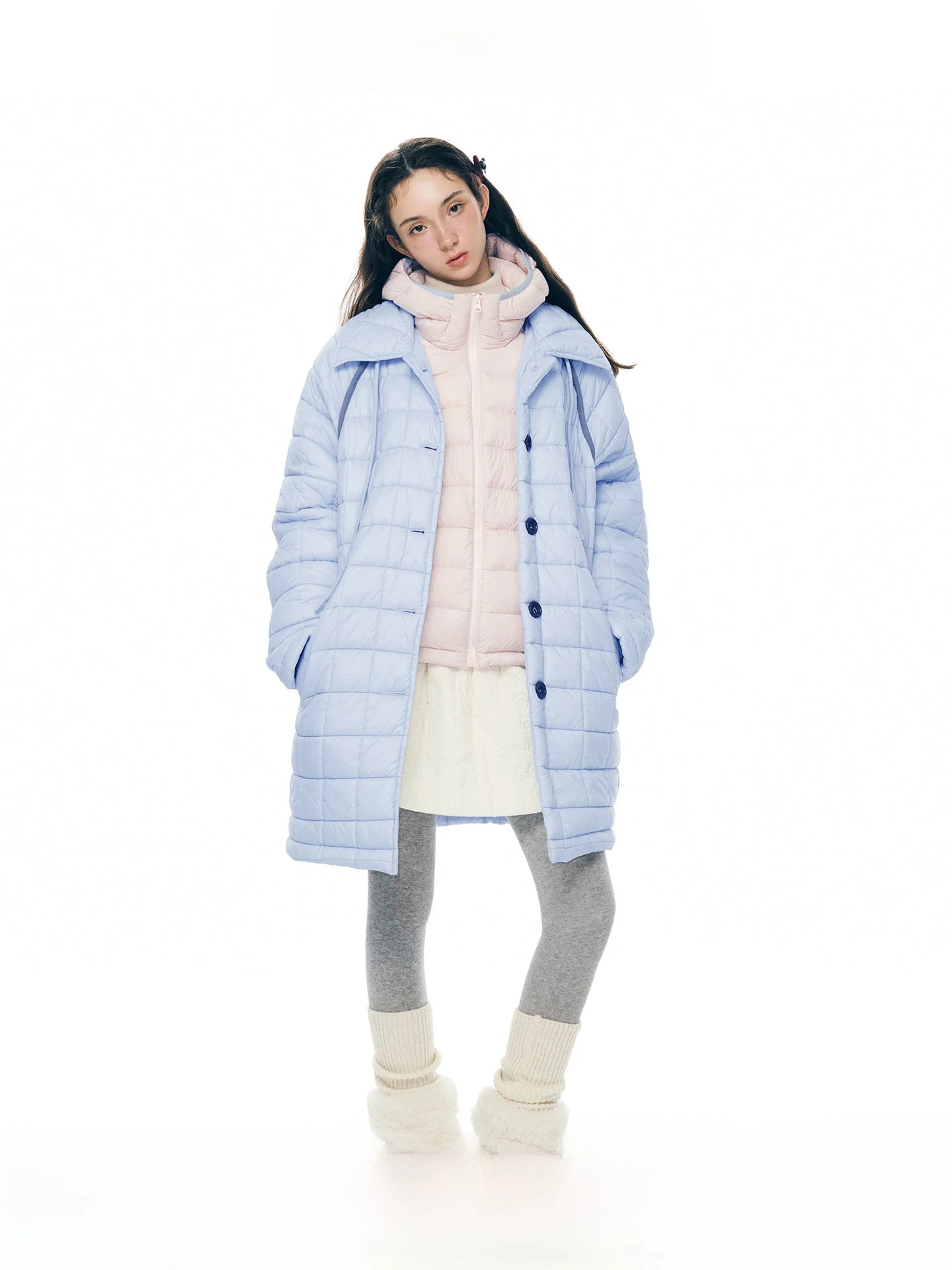 

WhyBerry Autumn Winter Quilted Cotton Jaet Lightweight Warm Diamond Stitch Mid-Length Korean Sle Soft Outerwear Coat