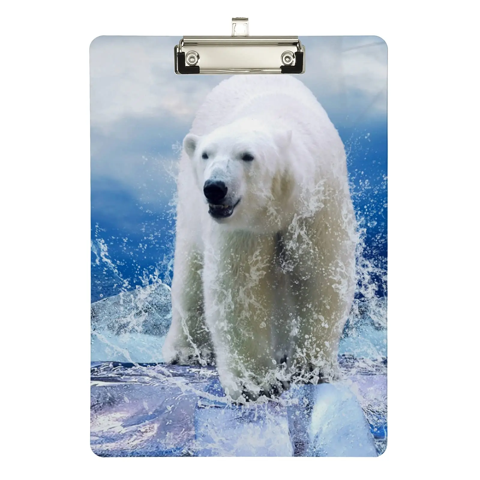 Polar Bear Plastic Clipboard Standard Size Printing Clipboard with Low Profile Metal Clip Hanging Clip Board for Students Office