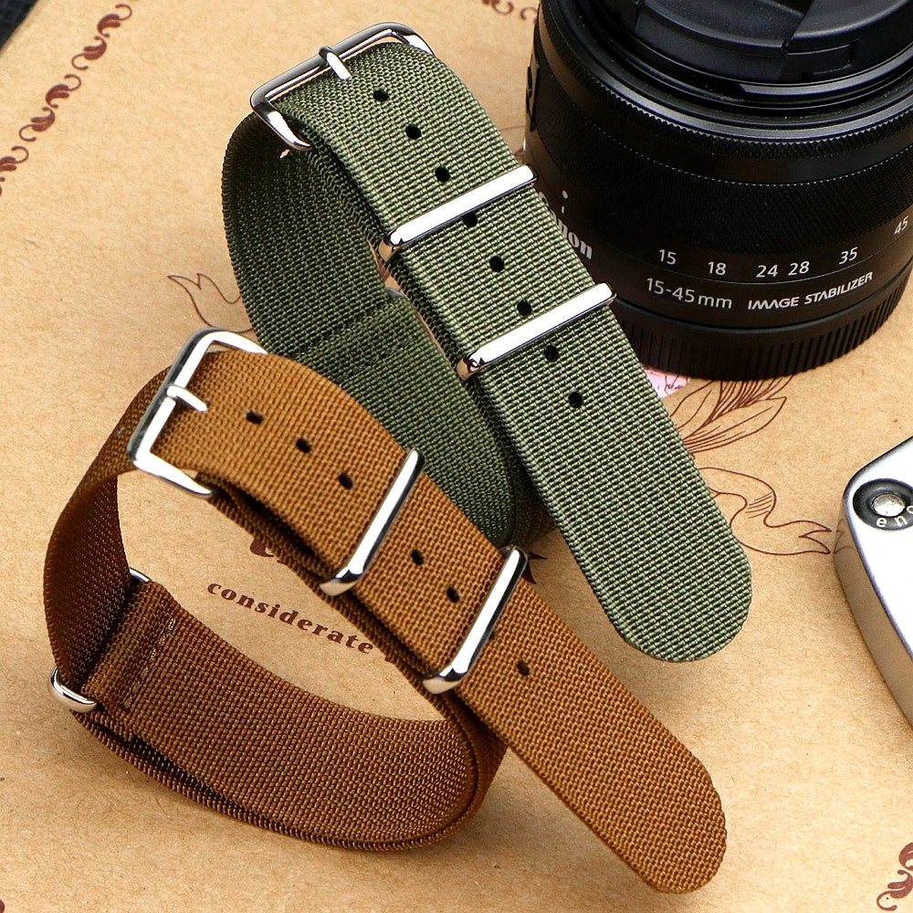 Ribbed Watch Strap Mustard 18mm 19mm 20mm 22mm High Quality Rugged Nylon Military Straps Retro Braid Ballistic Fabric Watch Band