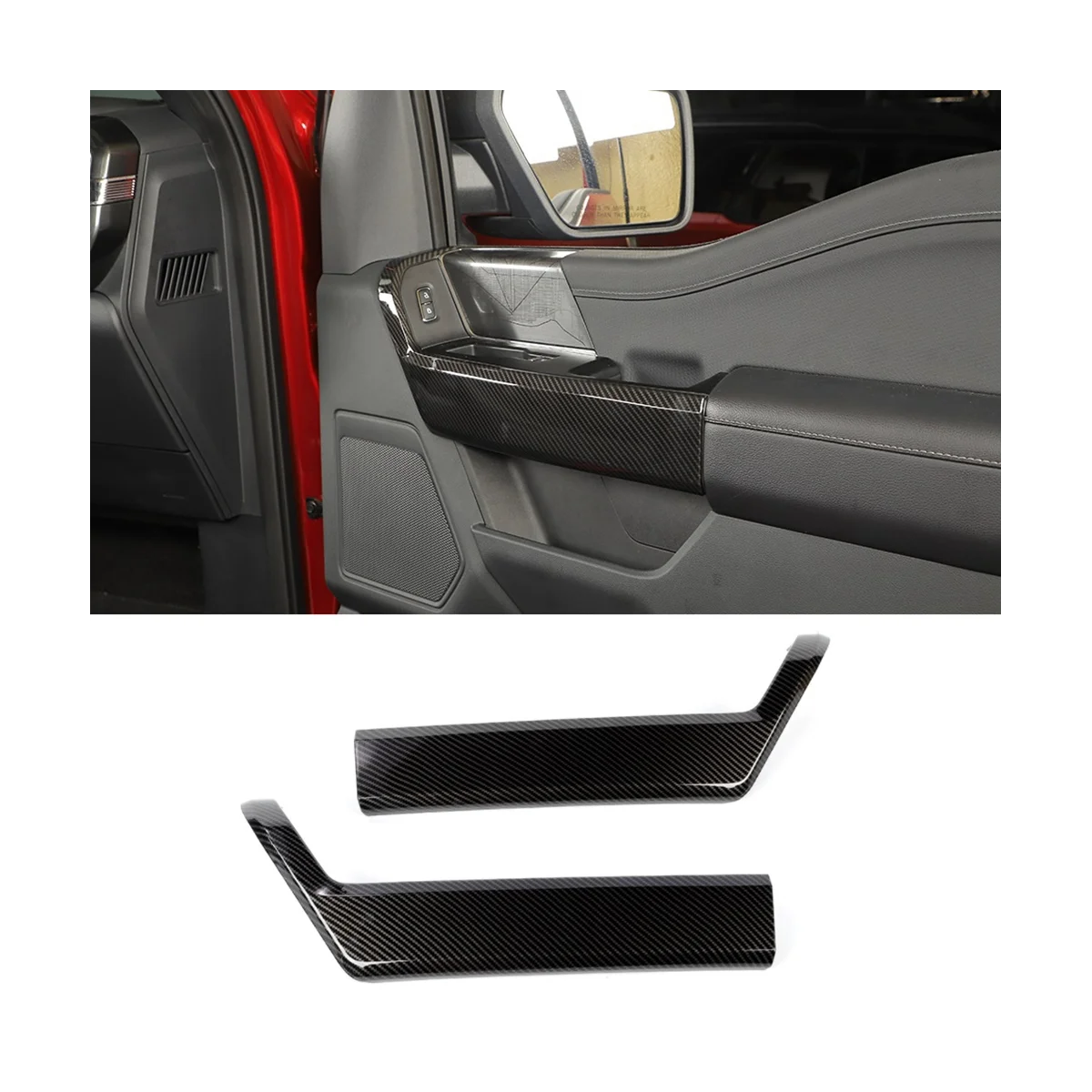 

Front Inner Side Door Handle Cover Trim Frame for Ford F150 2021 2022 2023 Accessories (ABS Carbon Fiber)