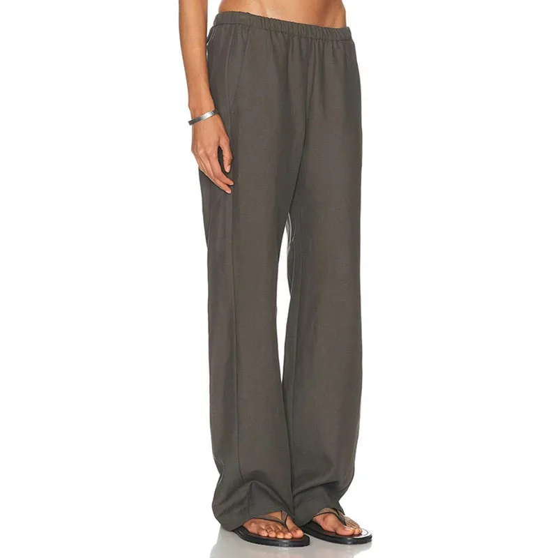 Lazy Wind Elastic Waist Linen Straight Pants for Commuting, Versatile and Comfortable Casual Pants for Women, 2026 New Style