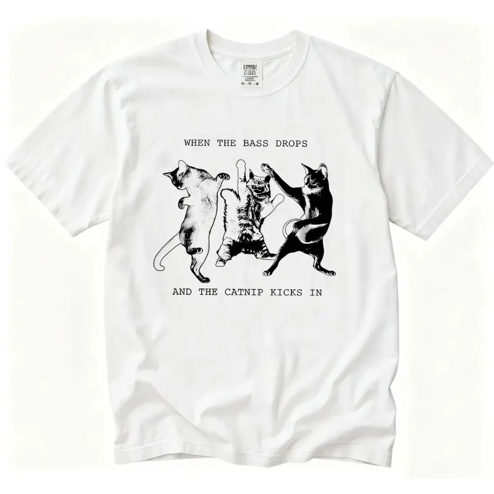 Funny Dancing Cat Meme T Shirts Men Women Humor Clothing Fashion Short Sleeve T-shirt Vintage High Quality O-Neck Cotton T-shirt