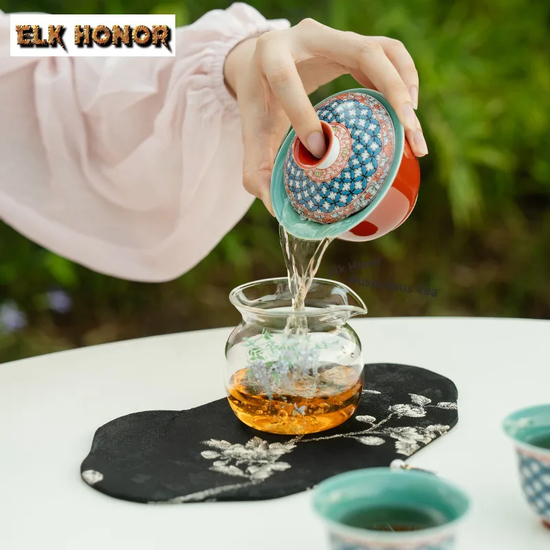 The Red Flower Check Pattern Of The Forbidden City Tea Set Complete Set Antique Tea Ceremony Set Teapot And Tea Cup Set Cha Gift