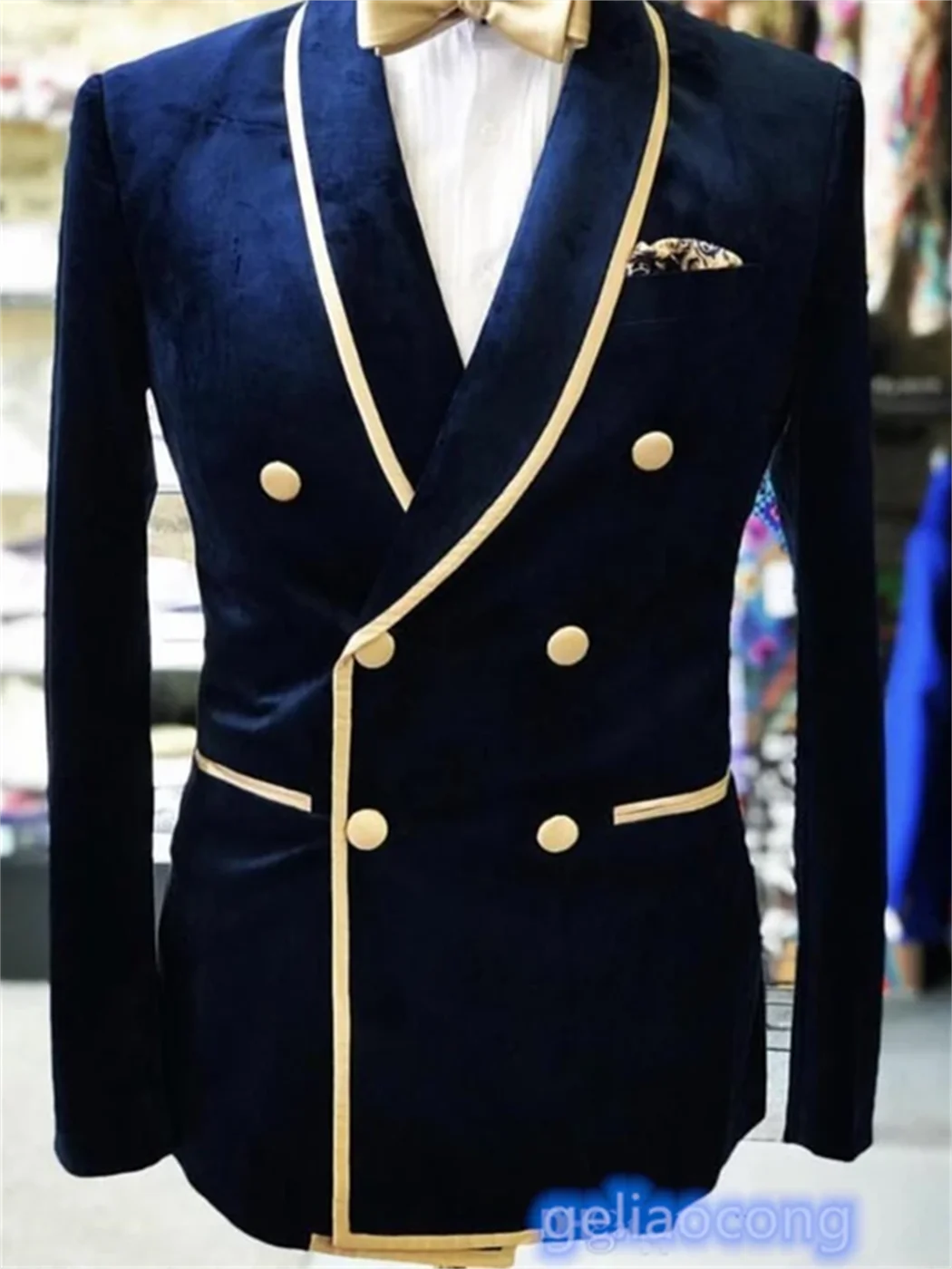 

Мужской бархатный деловой костюм, темно-синий пиджак, деловая форма, рабочий Блейзер, Классический облегающий Свадебный костюм, 1 шт.
