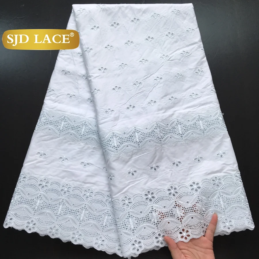 

SJD LACE нигерийская хлопковая кружевная ткань 5 ярдов 2025 Высококачественная африканская швейцарская хлопковая кружевная ткань для шитья свадебных мужских костюмов 4400