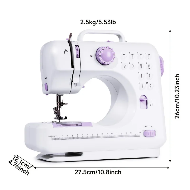 Portable Electric Sewing Machine Pro With 12 Stitches Patterns, Adjustable Speed, Overlock, Multifunctional Home Sewing