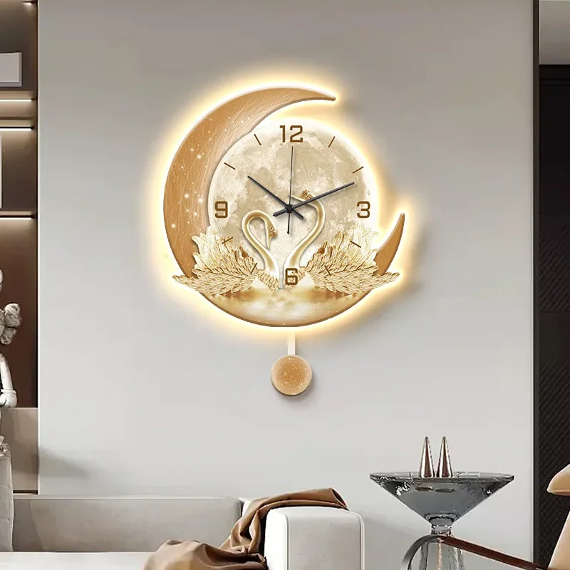 

Villa Art Mural Wall Clock Digital Luxury Restaurant Nordic Wall Watch Design Silent Aesthetic Restaurant Duvar Saati Home Decor