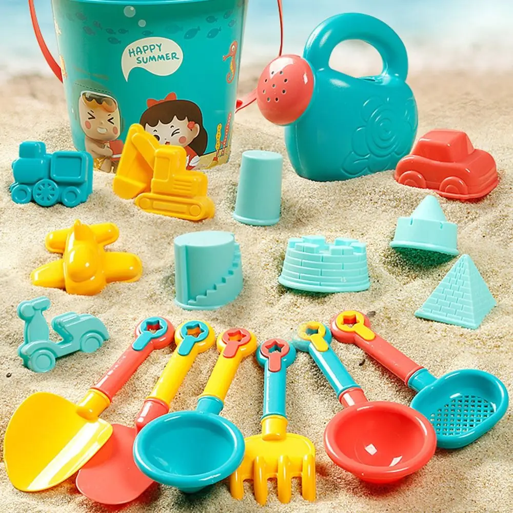 18Pcs/Set Beach Toys Set Watering Kettle Bucket Shovel Mold Digging Sand Kit Outdoor Game Kids Plaything Gadgets Gift