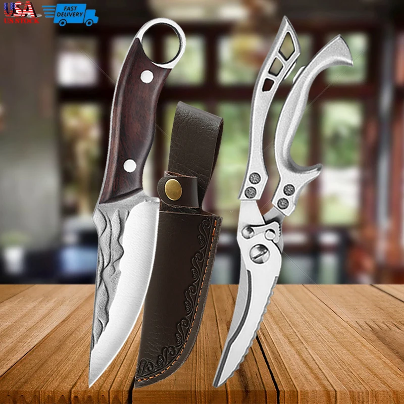 

Stainless Steel Forged Beater Hand Meat Knife Kitchen Sharp Cut Chicken Bone Fish Bone Scraping Fish Scale Scissors Combination