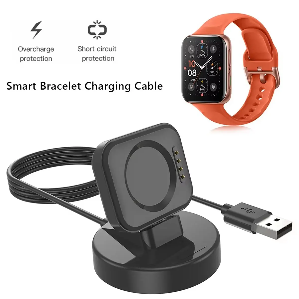 update. 2X Charger Dock Station Mobile Phone Holder Charger Cable Dock Smart Watch Charger Stand for OPPO Watch 3 Pro/3/2 view 6