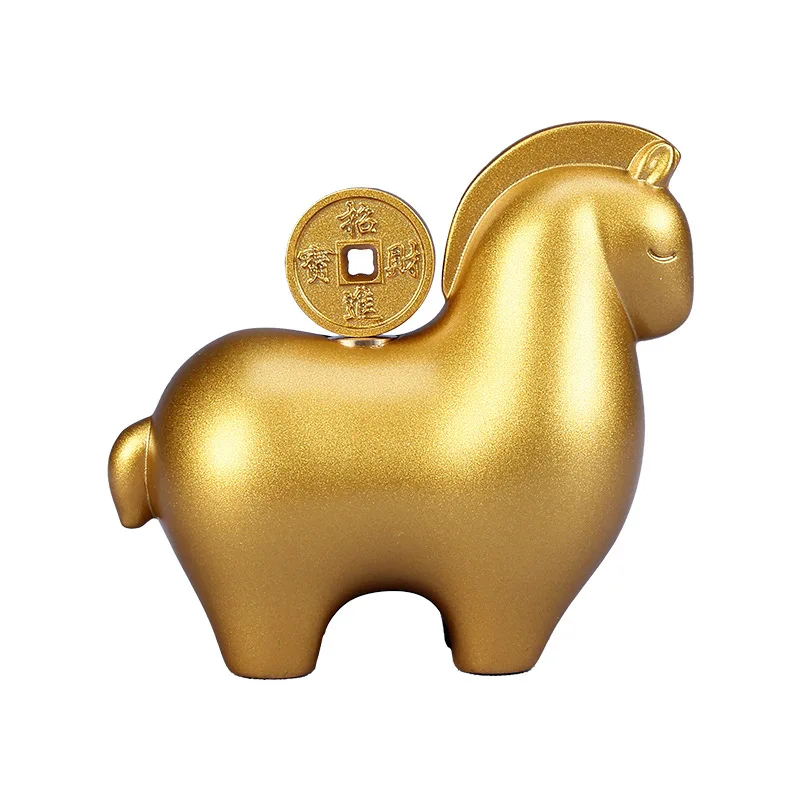 New Premium Brass Chinese Lucky Money Horse Statue Zodiac Annual Meeting Gift Office Desk Living Room Fidget Toy Home Decor