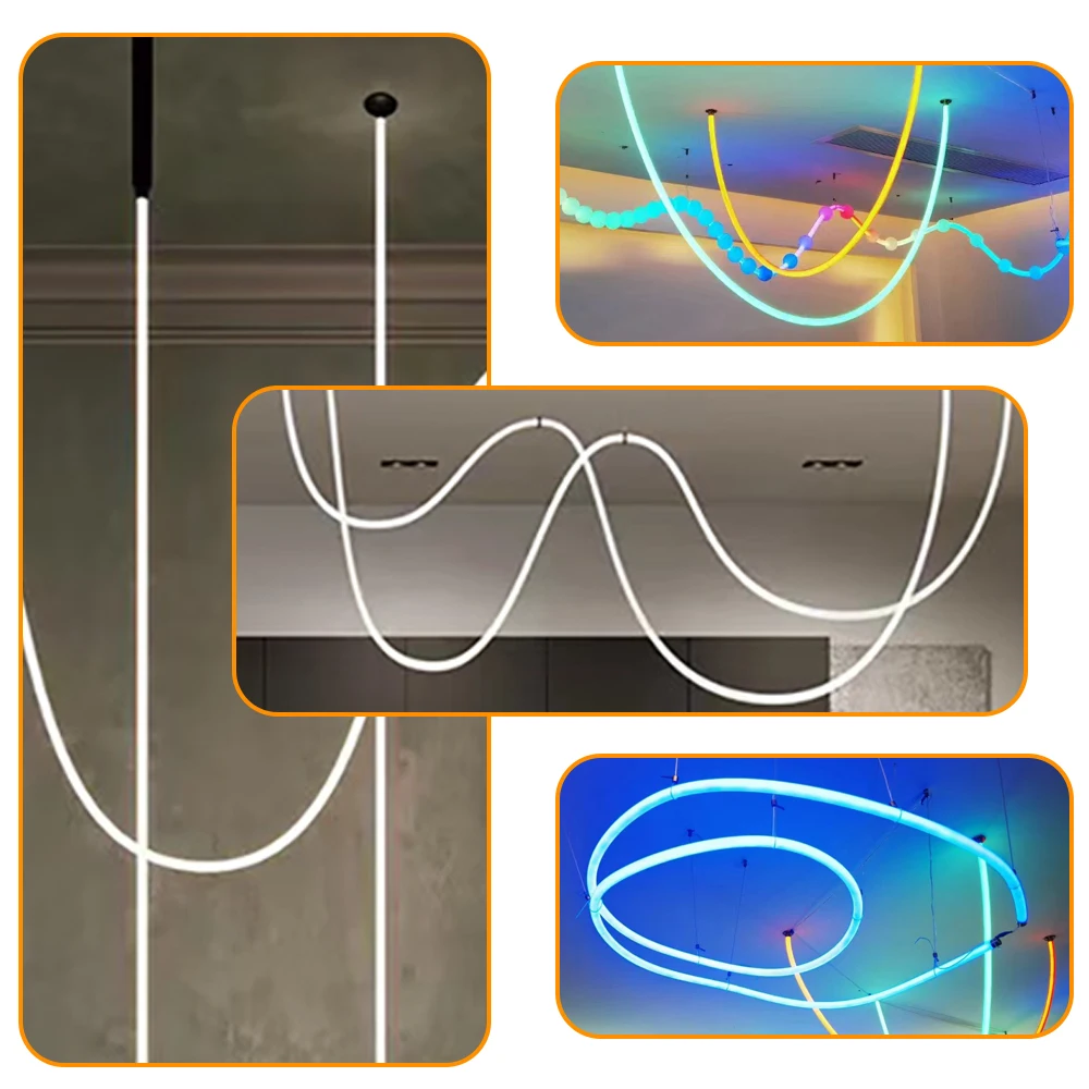 Okrągła silikonowa rurka neonowa 270 °   360 °   Luminous elastyczna rurka z żelu krzemionkowego IP67 wodoodporna dla WS2811 WS2812B 5/8/10mm taśma