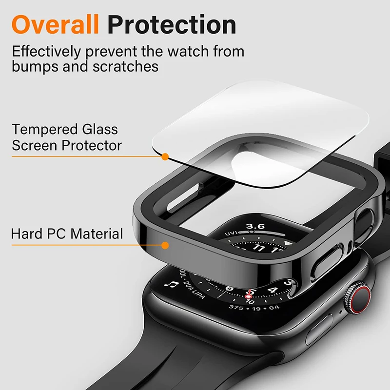 Waterproof Case For Apple Watch 7 8 9 45mm 41mm 44mm 40mm Screen Protector Cover Straight Edge Bumper IWatch 6 5 SE 4 Accessorie