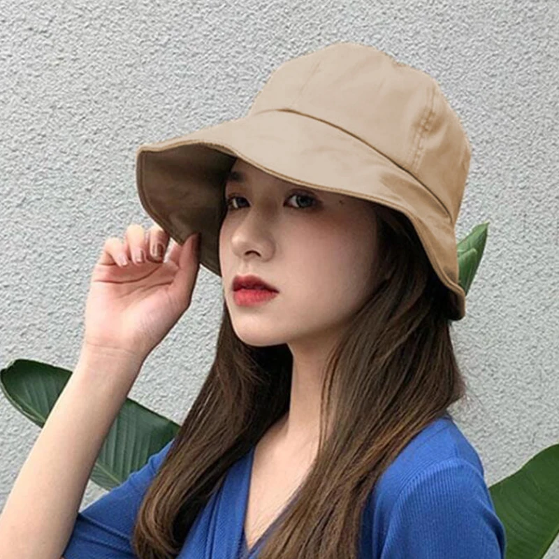 

Summer Hat For Women Foldable Baseball Cap Wide Large Brim Sunscreen Beach Caps Female Outdoor Casual Bucket Hat