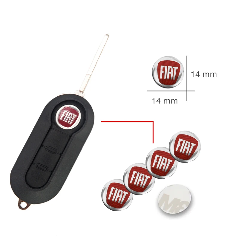 Adesivo de Emblema de Alumínio para Chave Remota de Carro 14MM (2/5/10/20 Peças) para FIAT 500 Grande Stilo Freemont Punto Astra Bravo Ducato