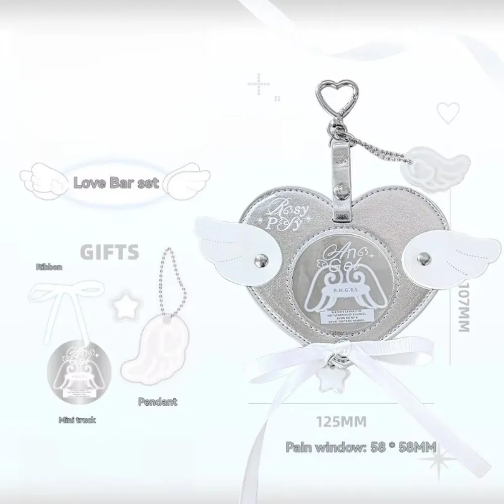 

New PU Leather Card Backpack Pendant Kawaii Girly Style Angel Wing Card Holder Chain Collectible Display Case Card Protection