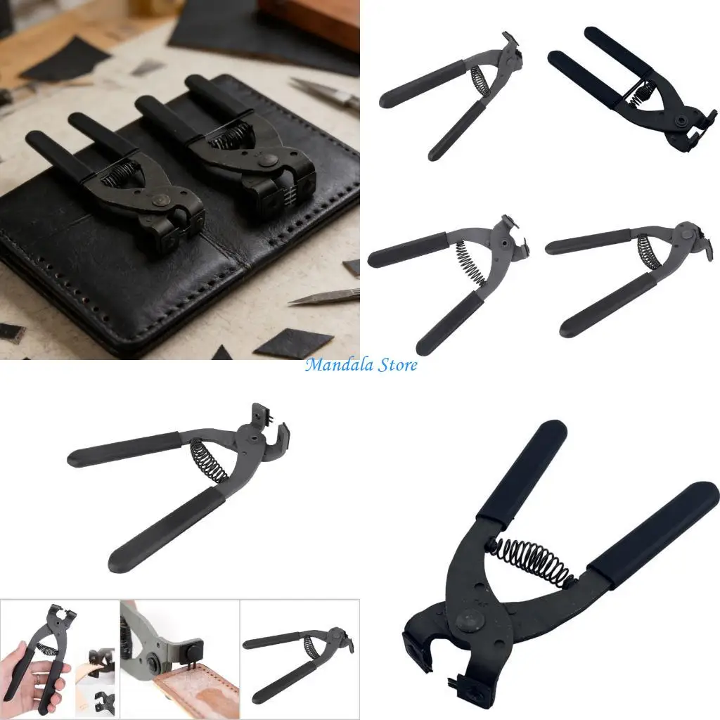 

U2JC Leather Hole Puncher Pliers Ergonomic Grip Carbon Steel Hole Punching Tool For Leather Belt Shoes Purses Bag Making