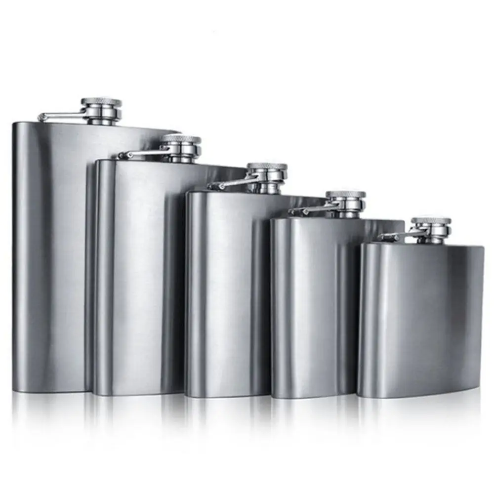 High Quality Stainless Steel Hip Flask Portable Container Whisky Flagon Convenient Leakproof Wine Cup Outdoor