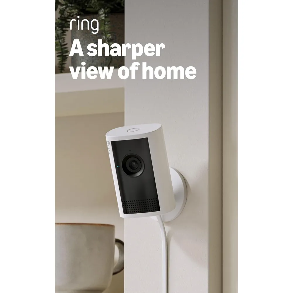 Indoor Security Camera: Enhanced 2K Video, 4x Zoom, Low-Light Visibility, White Design
