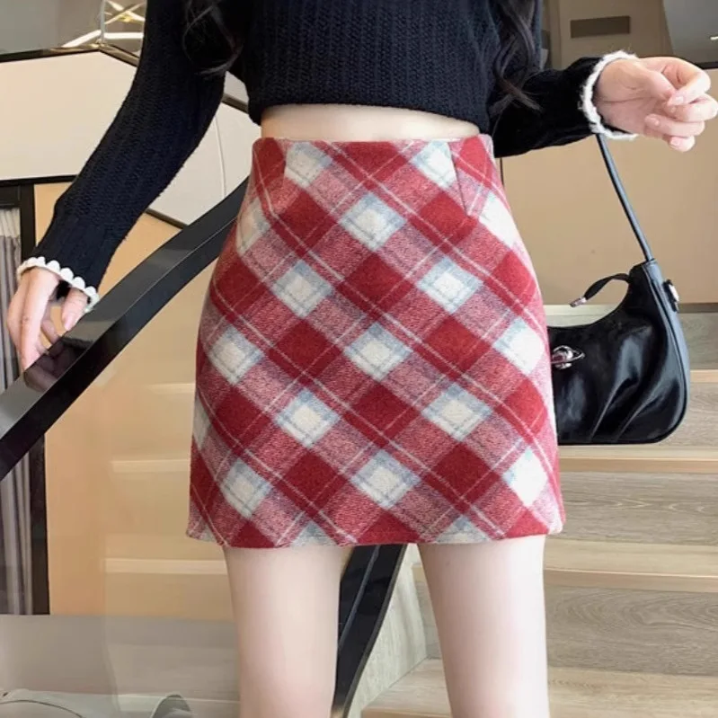 

Винтажная юбка в клетку тартан, суперформирующая, подчеркивающая фигуру, юбка А-силуэта, приталенная, теплая, из толстой шерсти