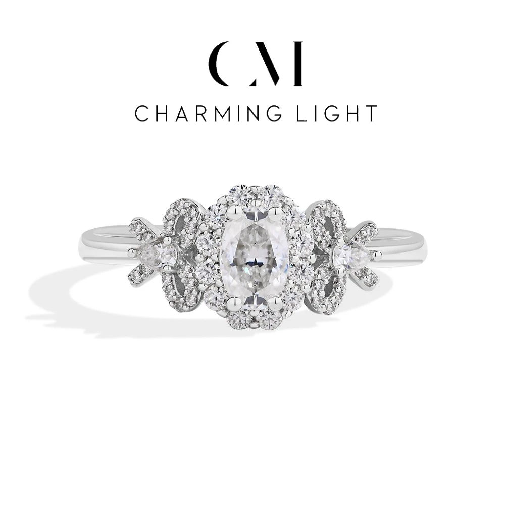 

Charming Butterfly Design Moissanite Ring Lab Diamond White Gold Plated For Women Classic Engagement Fine Jewelry Gift Pass Test
