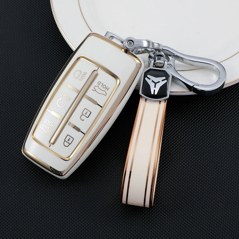 เคสใส่กุญแจรถยนต์ TPU กระดุม6/8ปุ่มสำหรับ Hyundai Genesis GV90 GV80 2020 2021 2022