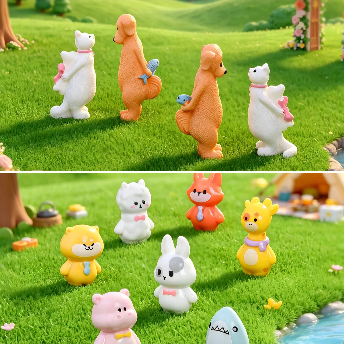 100pcs Cute Mini Animal Dog Cat Doll 3D Resin Cabochon Home Decoration DIY for Fairy Garden Landscape Dollhouse Accessories
