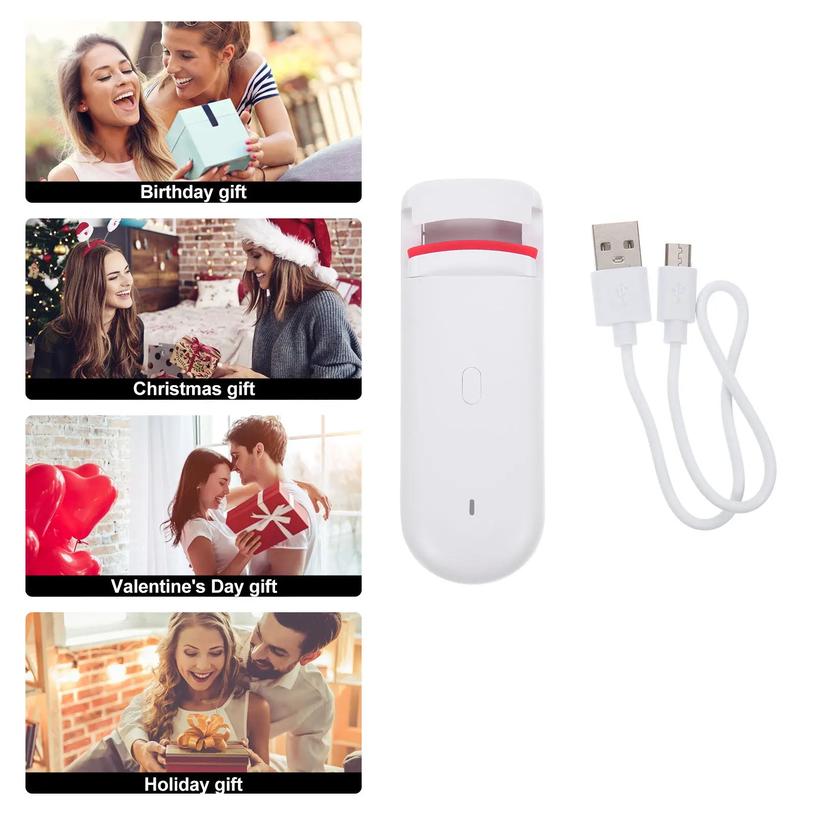 Electric Heated Eyelash Curler One Touch Quick Curl Long Lasting Compact Travel Makeup Tool