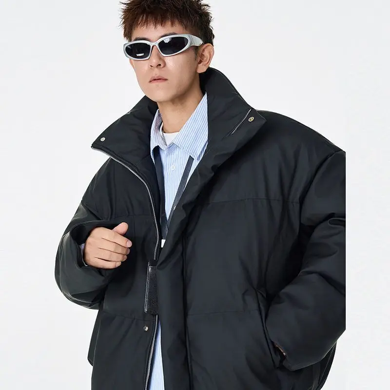 الرجال الشتاء القطن Jaet ort الجلود الصلبة الوقوف الياقة الأمريكية Sle عارضة فضفاضة تناسب ألياف البوليستر Thiened ملء