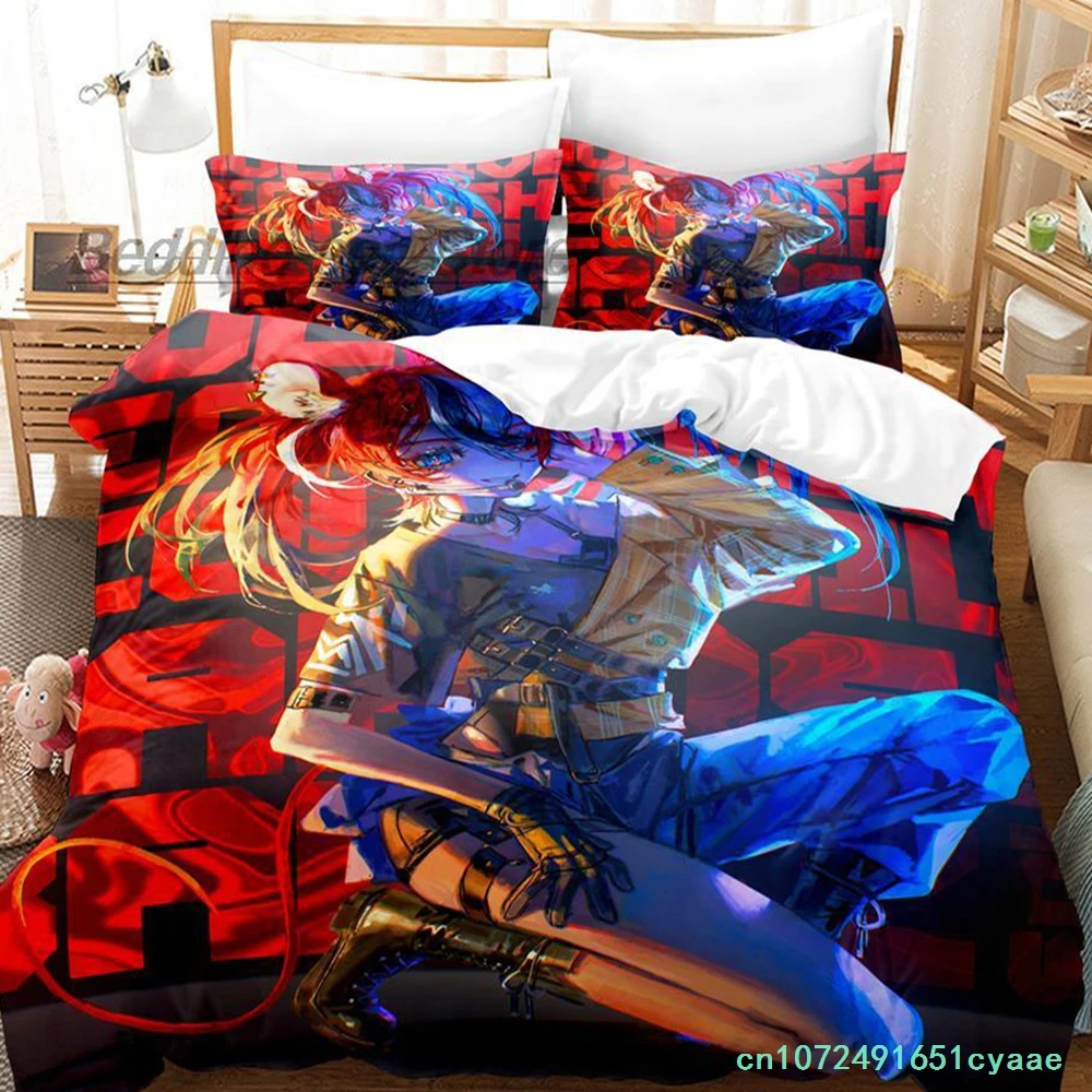 Hakos Baelz Bedding Set Single Twin Full Queen King Size Bed Set Aldult Kid Bedroom Duvetcover Sets 3D Print Anime Bed Sheet Set