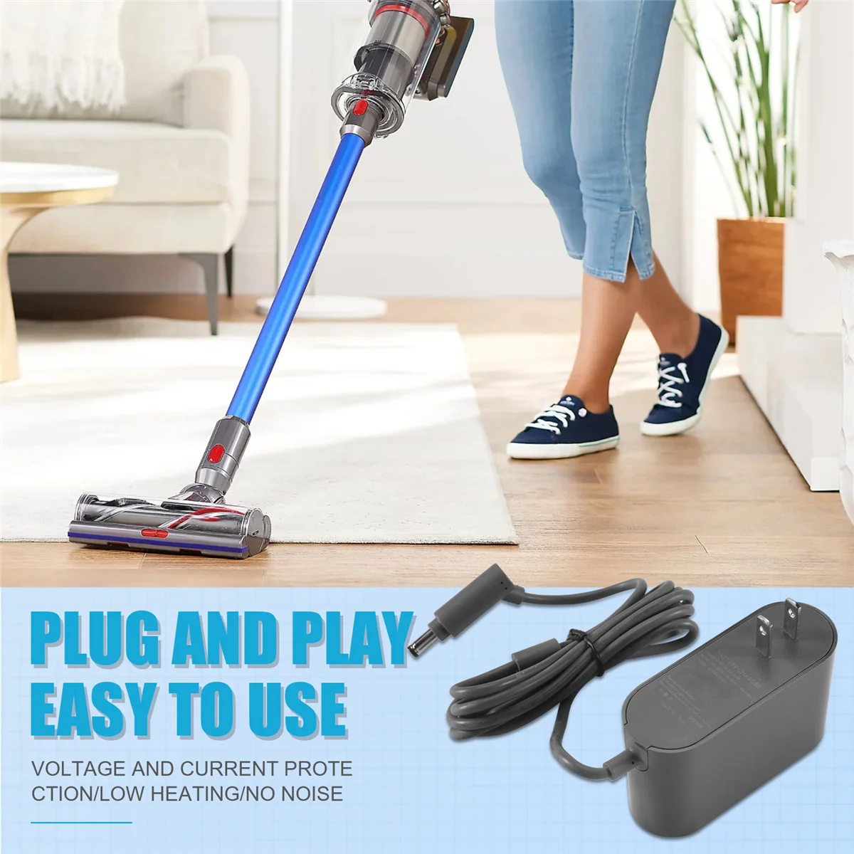 진공 청소기 배터리 충전기, 교체 전원 어댑터 충전기, 다이슨 V6 V7 V8 DC62 전원 어댑터 플러그-US 플러그