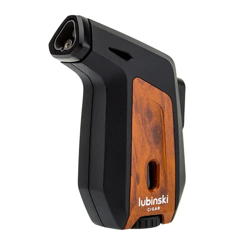 

LUBINSKI Luxury 3 Torch Metal Lighter Jet Turbine Outdoor Barbecue Kitchen Butane Gas Lighter Windproof Cigar Accessory Gift Men