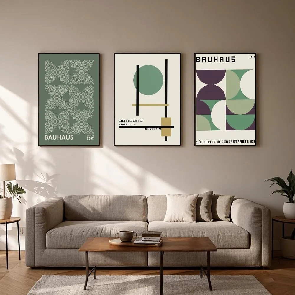 ملصق أنيمي حديث بخطوط خضراء من باوهاوس، جدار لاصق عالي الدقة مقاوم للماء، غرفة المعيشة المنزلية، غرفة النوم، ديكور جمالي