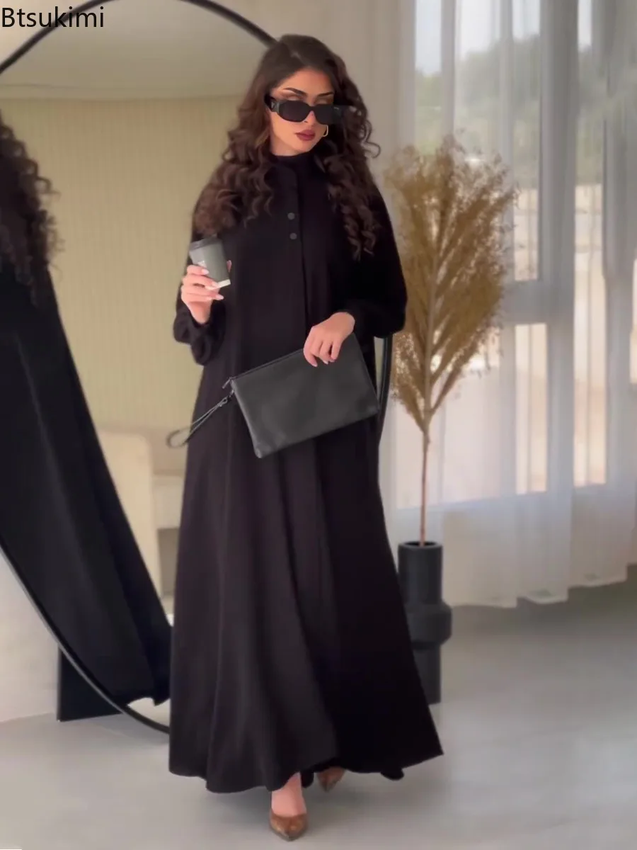 2025 primavera de las mujeres nuevo desplazamientos Casual Maxi vestido de moda suelta de un solo pecho vestido camisero estilo callejero vestido con dobladillo grande Mujer