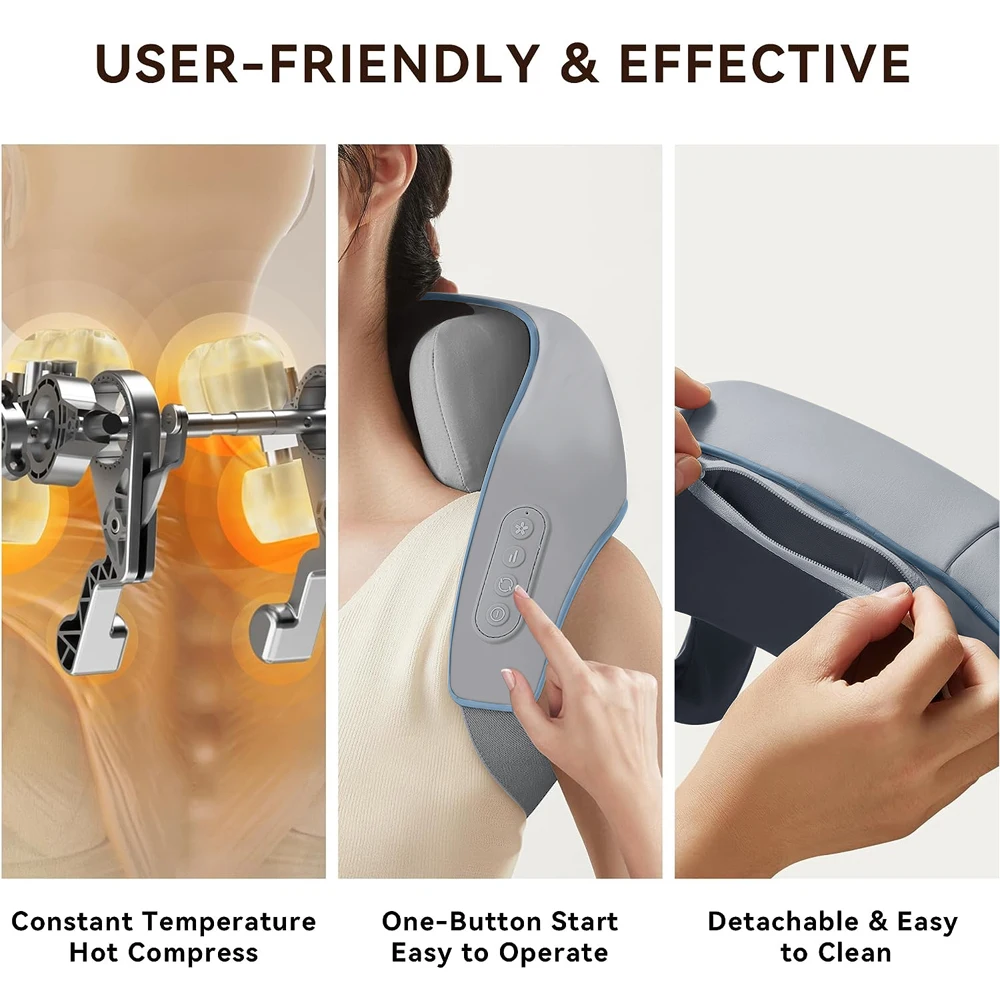 5D Shiatsu Back Neck Massage Shawl U Shape Kneading Shoulder Massager Car Home Neck Shoulder Muscle Relaxing Fatigue Massager