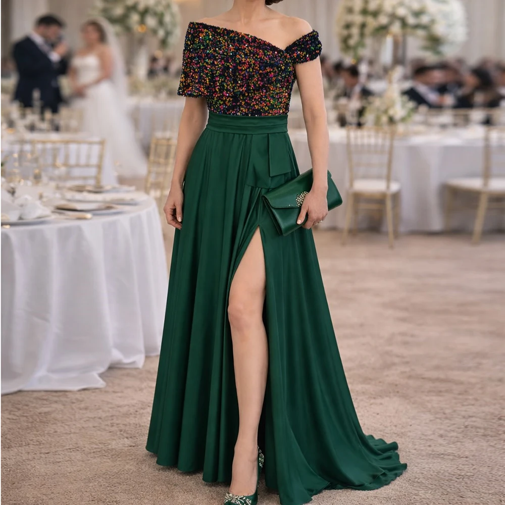 Damen-Abendkleider im Meerjungfrau-Stil, bodenlang, schulterfrei, ärmellos, Ballkleid, modische, mit Pailletten besetzte, drapierte, maßgeschneiderte Kleider