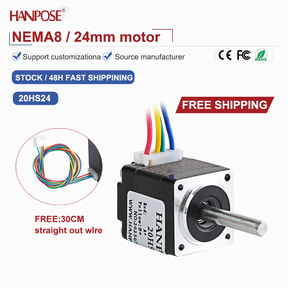NEMA8  20HS24 Miniature Stepper Motor 0.012N. m 0.4A 3D Printing Accessories Motor Manufacturer Direct Sales in Stock