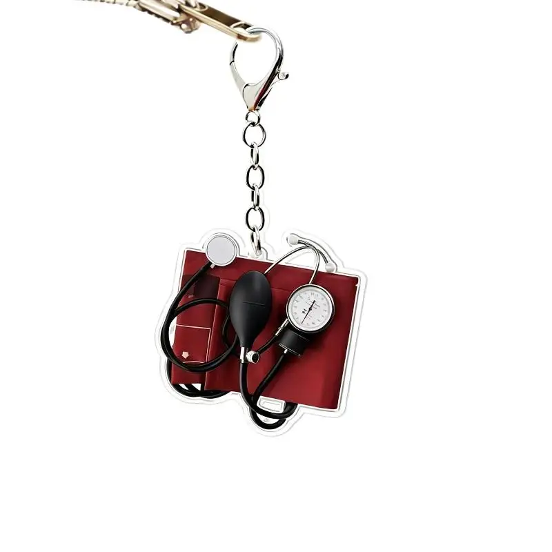 1 Stück 2D Acryl-Schlüsselanhänger Blutdruckmessgerät Anhänger Rucksack-Accessoire Partygeschenk für Freund Büroumgebung – Detail 14